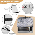 Marble Rose Flower Print Toaster Oven Cover, Stain-Resistant Air Fryer Cover with Storage Pocket, Kitchen Decorative Oven Protector, Black Grey Gold, (Large-18.5*22.5*12.99 inches)
