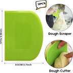 SURDOCA Dough Scraper Bench Scraper - 3P 4.7x3.7" Plastic Flexible Bowl Scraper, Sharp Edge & Angles Cake Scraper. Non-Slip Bakeware Decorating Tools Sculpting & Modeling Tools - Green+Pink+Green