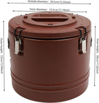 Eapmic 31.7Qt Insulated Food Container, Stainless Steel Container, 30L Commercial Soup Carrier 6 Hours Heat Preservation for Hot and Cold Food Storage Restaurant Canteen Home Lunch Use (Brown, 30L)