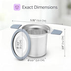 Stainless Steel Tea Infuser for Loose Leaf Tea – Extra Fine Mesh Strainer with Heat Proof Double Handles & Lid, Reusable Filter Fits Mugs, Cups & Teapots, Gray