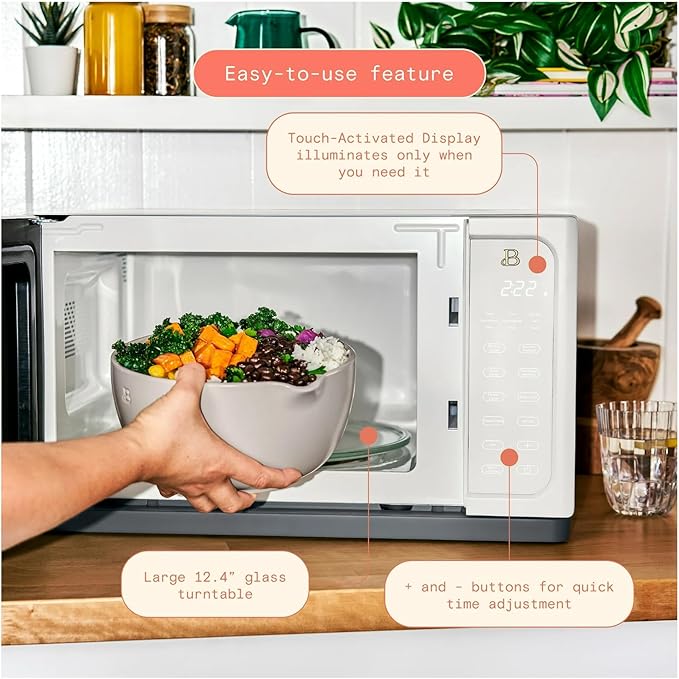 Beautiful 1.1 Cu Ft 1000W Sensor Microwave Oven – Compact Countertop with Smart Sensor Cooking, 10 Power Levels & Easy Clean Interior – Perfect for Quick Meals, Office & Holiday Hosting