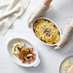 10 x 7 Inch Oval Au Gratin Baking Dishes, Set of 2, Porcelain Baking pan Oven Safe, Roasting Lasagna Pans, for Casserole Dish, Pie Plate, Baking, scalloped potatoes, shepherds pie