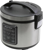 West Bend Rice & Grain Multi Cooker Programmable with 9 Preset Functions, Features Delay Start and Keep Warm Functions and Steam Basket, 20 Cups Cooked (10 cups uncooked), Stainless Steel