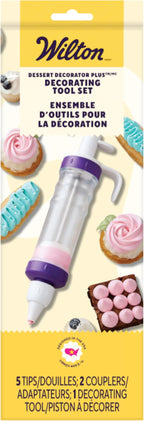 Wilton Dessert Decorator - The Kit Includes a Plunger-Style Tool,2 Couplers,1 Fill Tip,4 Decorating Tips,Plastic,White & Purple,(Pack of 12)