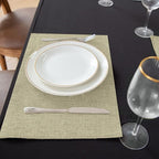 Linen Fabric Placemats Set of 4, Machine Washable, Heat Resistant, Wrinkle Free, Thick Polyester Kitchen Place Mats for Dining Table (Beige)