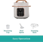 6 Quart Electric Pressure Cooker with Touch Control Display, Multi-Function Cooker, Digital Timer, Fast Cooking Appliance, Removable Pot (Linen Speckle)