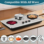 Cusimax Hot Plate Electric,Countertop Infrared Triple Burner with 7″ Ceramic Glass Cooktop,Electric Hot Plate for Cooking,11 Level Temperature Setting