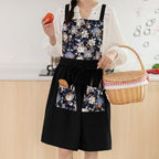 Pinknoke Vintage Pinafore Apron Dress for Women with Pockets Cute Floral Chef Aprons for Kitchen Cooking Baking Gardening