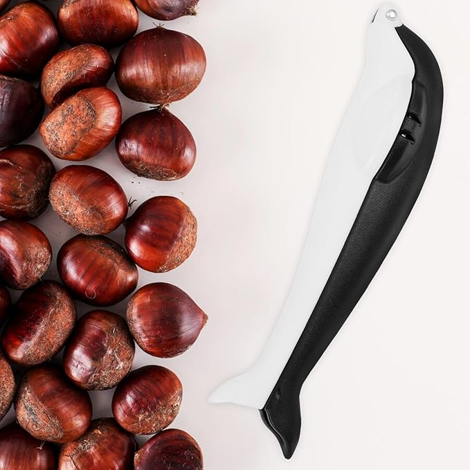 FOMIYES Chestnut Opener Nutcracker Clip Black Stainless Steel Manual Chestnut Cutter Handheld Walnut Cracker Tool for Home Kitchen Specialty Gadget