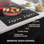 Electric Cooktop 2 Burner: 12 Inch Built-in Electric Stove Top with Dual Heating Rings, Child Lock & Keep-Warm – Portable Countertop Burner for Kitchen, RV, Apartment, All Cookware Compatible