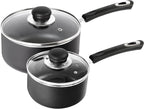 Utopia Kitchen Nonstick Stock Pot Saucepan Set with Lids, 1.5 Quart and 3 Quarts Multipurpose Stock Pots Set for Home, Kitchen or Restaurant, Grey & Black