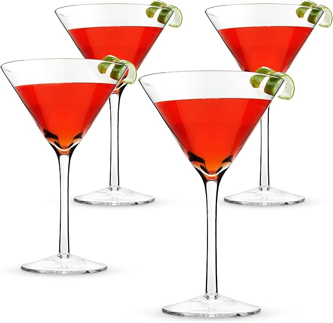 True Manhattan Martini Glass, Crystal Cocktail Coupes, Clear Glass, Cocktail glass set, Dishwasher Safe, Holds 12 oz., Set of 4