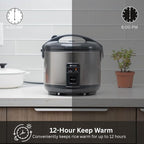 Tiger JNP-S18U-US 10 Cup Capacity White Rice Cooker with Non-Stick Inner Pot, Retractable Power Cord, and Keep Warm up to 12 hours (Urban Satin)