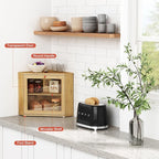 Goozii Bamboo Corner Bread Box for Kitchen Counter, 2 Tier Bread Keeper Wooden Round, Farmhouse Bread Storage Bin for Kitchen Countertop, Counter Organizer for Bread, Cup, Fruit, Spice, Snack