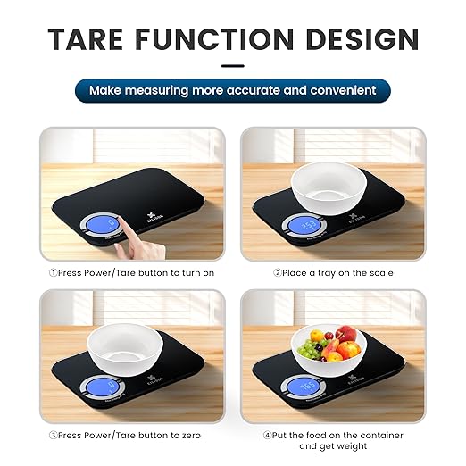 EILISON Smart Kitchen Scale with Bluetooth App, High-Precision Digital Food Scale for Baking, Cooking & Diet, 8000 Food Database, 24 Nutrients, Touchscreen, Tare Function, 5g-8000g Capacity (Black)