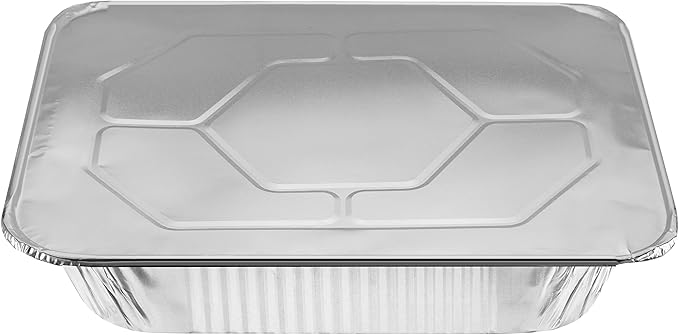 NYHI 9x13 Aluminum Pans With Lids, Disposable Half Size Steam Table Foil Pans for Catering, Baking, Roasting, Buffet Trays, Food Containers – (10 Pack)