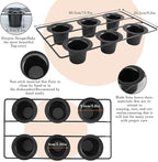 Non-Stick Popover Pan with 6 Cups, Heavy Duty Carbon Steel Yorkshire Pudding Tray, Oven Safe Baking Mold for Muffins, Canel茅, Air Fryer Compatible, Dishwasher Safe