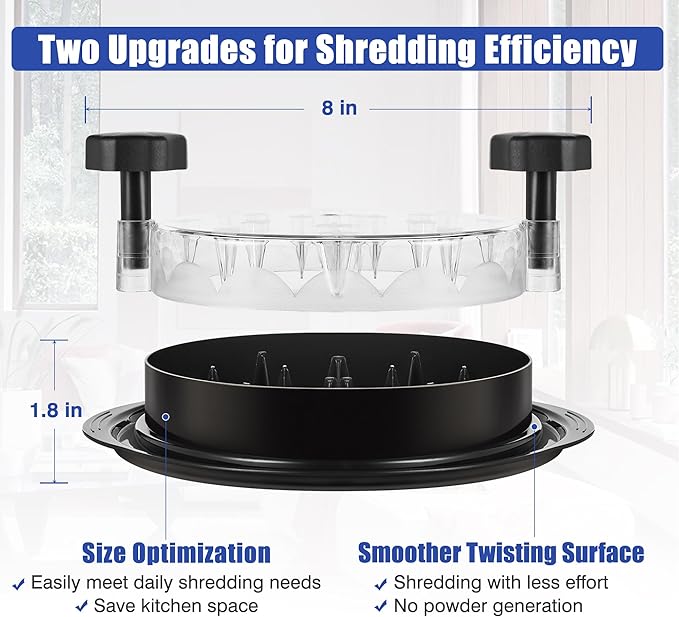 Chicken Shredder Tool Twist: 2026 Pro Food-Grade Visible Meat Shredder with Strong Anti-Slip Base, Ergonomic Handle, Chicken Breast Shredder, Suitable for Pork Beef Chicken - Black