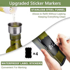 Leaflai 2 Pcs Green Glass Olive Oil Dispenser and Vinegar Dispenser Set with 2 Stainless Steel Pourers, 4 Labels, 1 Brush, 1 Funnel (500ml) for Kitchen, Cooking, Salad Dressing, Barbecue, Mixing