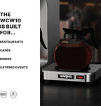Waring Commercial WCW10 Café Deco Single Coffee Carafe Warmer, 120V, 5-15 Phase Plug, Single Burner Silver