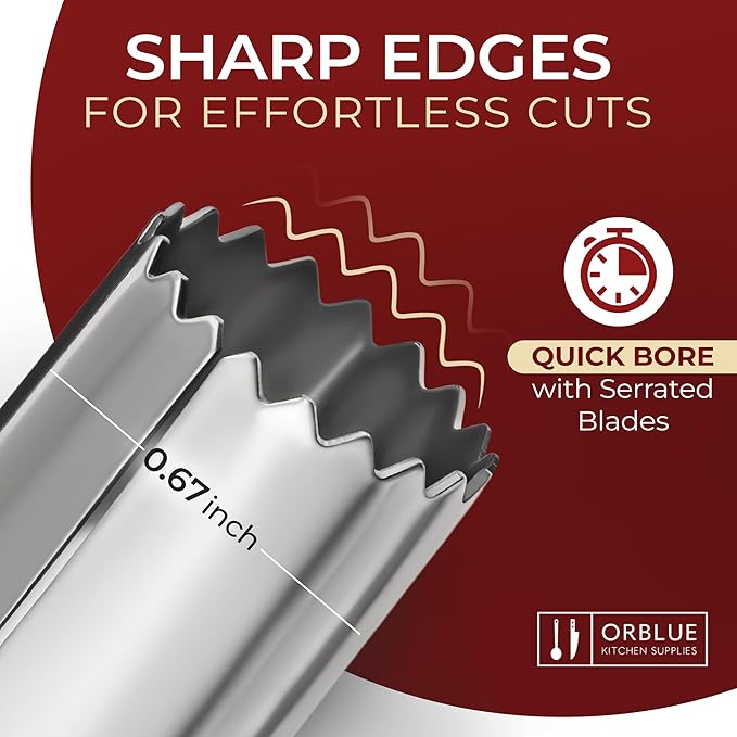 Orblue Premium Apple Corer Tool - Durable Stainless Steel Fruit Core Extractor Tool - Apple Corer Remover, Gray