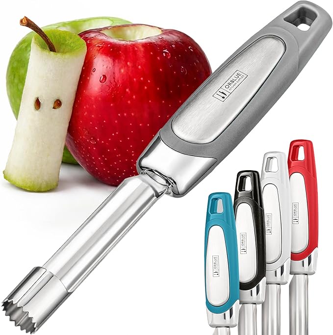 Orblue Premium Apple Corer Tool - Durable Stainless Steel Fruit Core Extractor Tool - Apple Corer Remover, Gray