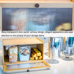 ETMI Bamboo Bread Box for Kitchen Counter-Large Capacity Bread Storage Container Farmhouse Bread Box with Window Bread Holder