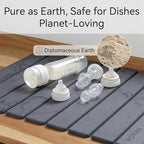 Stone Dish Drying Mat for Kitchen Counter, 24 x 16 inches, Fast Drying Collapsible Dish Drying Mat, Eco-Friendly Absorbent Diatomaceous Earth Mats for Dishes Bottles Cups (Dark Gray)
