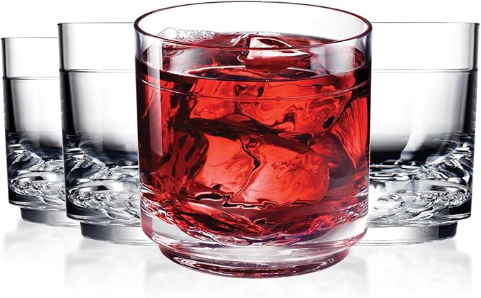 Drinique Unbreakable 10 Oz Drinking Glasses, Set of 4 - Tritan Plastic Shatterproof Tumbler Water Glasses, Drinking Cups, BPA-Free, Dishwasher Safe Alternative Glass Cups Set, 10 Ounces, Clear