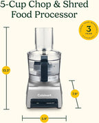 Cuisinart 5‑Cup Chop & Shred Food Processor, Compact Food Chopper, Easy‑Store Design, Silver FP-5