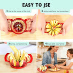 LIIGEMI Apple Slicer,12-Blade Extra Large Apple Corer, Heavy Duty Stainless Steel Apple Cutter and Divider，Easy to Use, Time-Saving（Red）
