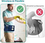 Comfytemp Cordless Heating Pad with Massager for Back Pain Relief, Portable Lower Back Massager Wearable, Birthday Gifts for Dad Mom Men Women, 3 Heat, 30mins Auto-Off Blue