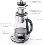 BUYDEEM K2423 Tea Maker, 316 Stainless Steel & Heat Resistant DURAN Glass Electric Kettle, 5 Temperature Settings, Removable Infuser, Auto Keep Warm, 1.2L