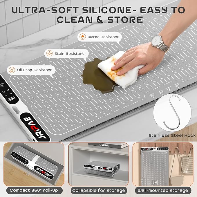 Extra Large Food Warming Mat 580W (XXXL 40"X15"), Electric Warming Tray Silicone Food Warmers for Parties Buffet with Insulated Mat, 7-Temp & 8H Timer, Fast Heating Portable Heating Pad for Daily Use