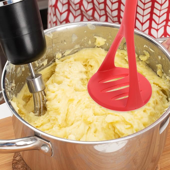 UPKOCH Silicone Potato Masher Small Kitchen Tool Baby Food Smasher Tool Vegetable Ricer Comfortable Grip Red Ideal for Mashing Potatoes Fruits and Vegetables
