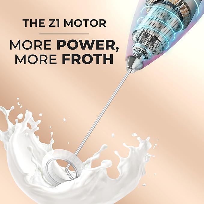 Zulay Kitchen Powerful Milk Frother Wand With 4 AA Duracell Batteries - Ultra Fast Handheld Drink Mixer - Electric Whisk Foam Maker for Coffee, Lattes, Cappuccino, Matcha & Creamer - Pink Spritz