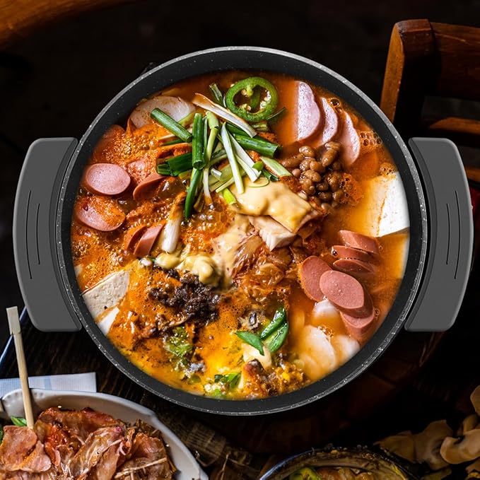 Food Party Electric Skillet with Lid Frying Pan 12 inch 6L Hot Pot Electric Pan for Cooking 110V 1100W Non-Stick PFOA FREE Hotpot