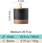 Miamolo Ceramic Jars with Lid, Small Coffee Canister with Lid, Kitchen Food Storage Jars for Sugar Loose Leaf Tea Candy, Decorative Jar for Countertop, Pantry, Coffee Bar Accessories Black & 20 fl.oz