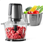 OLIXIS Electric Food Processor, 450W Meat Grinder & Vegetable Chopper with 2 Bowels for Home Use, Food Chopper with Double S-Blades for Vegetable, Onion, Garlic, Nuts, Meat