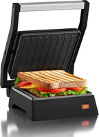 Elite Gourmet EPN160X 5.5 x 5.3" Multifunctional, Compact Electric Panini Press, Contact Grill, 180° Flat Grill, Lightweight, Floating Top-plate, Cool-touch Handle Non-Stick Surface, Black