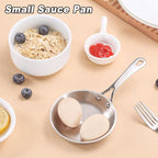 Mini Sauce Pan, Tri-Ply Stainless Steel Pot with Stay-Cool Handle Heating Sauce Gravy & Oil (4 Inch/0.12Quart) -Silver