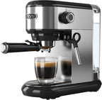 HBN 20 Bar Espresso Machine with Milk Frother, Compact Espresso Maker for Ground Coffee, Stainless Steel Coffee Machine with Steam Wand & 34oz Removable Water Tank, 1450W for Home & Office