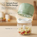 New Upgraded Dual-Cup Electric Garlic Chopper,Electric Mini Garlic Chopper, Portable Wireless Food Processor for Vegetables, Onion, Ginger, Chili, Meat – Rechargeable, Splash-Proof, Light Green