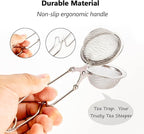 Snap Ball Tea Strainer, Exptolii 2 Pack Stainless Steel Tea Infuser Filter with Handle for Loose Leaf Tea, Spices, Seasonings