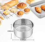 P&P CHEF 6 Inch Cake Pans Set, Round Baking Pan Stainless Steel Layer Birthday Wedding Cake Oven Pans, Non Toxic & Heavy Duty, Deep Side & Mirror Finish, Dishwasher Safe, (2Pcs)