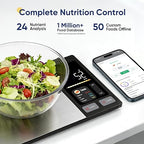 Smart Food Scale with Nutritional Calculator, Free APP with 24 Nutrients Tracking, Calorie, Macro, Premium Stainless Steel Digital Food Scale for Meal Prep Weight Loss, Grams/Ounces, 11lb Capacity