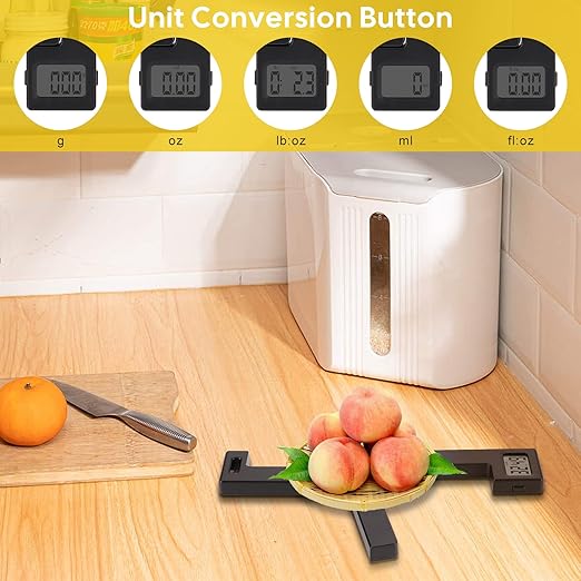 Compact Folding Digital Kitchen Scale, Highly Accurate Portable Food Scale with LCD Display, Auto Power Off and Tare Features, for Measuring Intake of Healthy Eating People (Black)