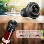 Honoson 12 Pieces Wine Stopper Resealable Pump Vacuum Silicone Saver Practical for Kitchen Supplies Bottle Tools (Black)