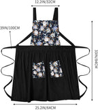 Pinknoke Vintage Pinafore Apron Dress for Women with Pockets Cute Floral Chef Aprons for Kitchen Cooking Baking Gardening