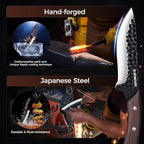 Meat Cleaver Butcher Knife Set of 13, Hand Forged Santoku Knife Paring Knife, High Carbon Steel Kitchen Boning for Meat Cutting with Roll Bag & Accessories Kitchen BBQ Gift for Men